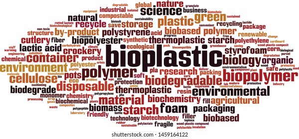 Bioplastic word cloud concept. Collage made of words about bioplastic. Vector illustration 