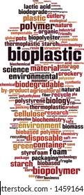 Bioplastic word cloud concept. Collage made of words about bioplastic. Vector illustration 