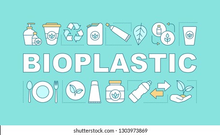 Bioplastic word concepts banner. Eco plastic. Presentation, website. Isolated lettering typography idea with linear icons. Trash sorting. Vector outline illustration