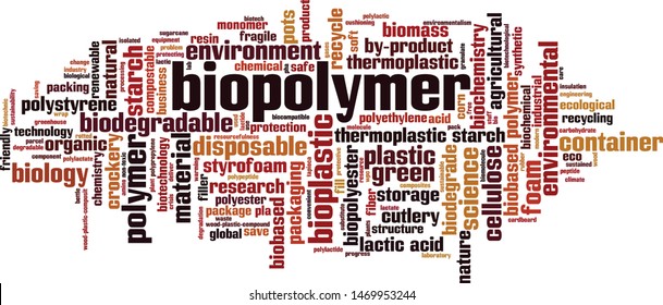 Biopolymer word cloud concept. Collage made of words about biopolymer. Vector illustration 