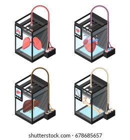 Bioprinting concept, computer modeling of lungs, liver, heart and bone