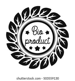 Bio-product icon in black style isolated on white background. Label symbol stock vector illustration.