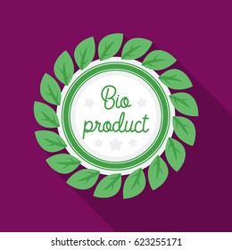 Bio-product icon in flat style isolated on white background. Label symbol stock vector illustration.