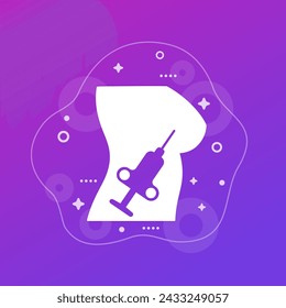 Biopsy of breast tissue icon, breast cancer diagnostic vector