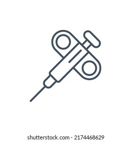 Biopsy Device Icon In Flat Style. Syringe Vector Illustration On Isolated Background. Medical Injector Sign Business Concept.