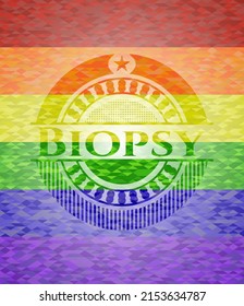 Biopsy lgbt colors emblem. Vector Illustration. Mosaic. 