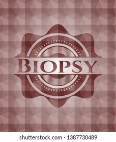 Biopsy red seamless badge with geometric pattern.