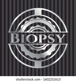 Biopsy silver shiny badge. Vector Illustration. Mosaic.