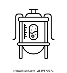 Bioreactor black line icon. Vector isolated element. Editable stroke.