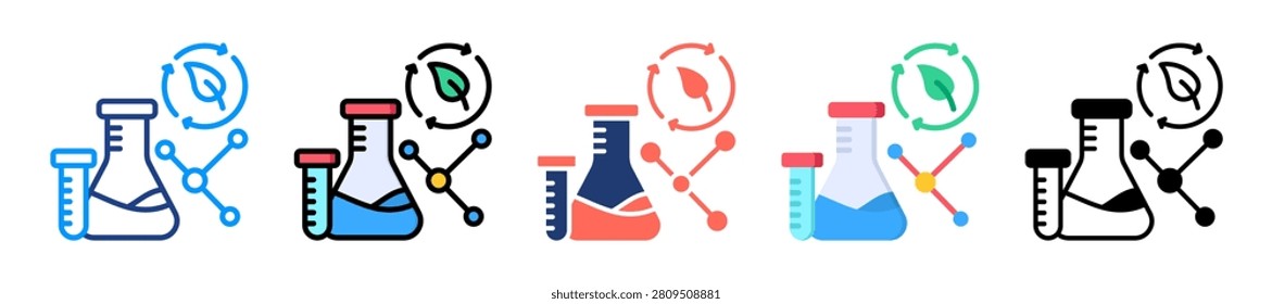 Bioremediation Process Icon Set Multiple Style Collection Vector Illustration