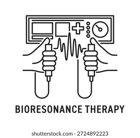 El emblema de la terapia de bioresonancia representa un método de tratamiento alternativo basado en la interacción de frecuencia electromagnética con el cuerpo humano. Se utiliza en la atención médica holística, diagnósticos y bienestar