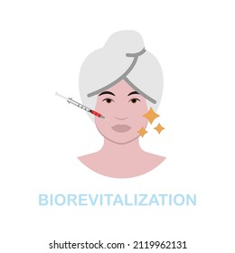 Biorevitalization flat icon. Colored element sign from cosmetology collection. Flat Biorevitalization icon sign for web design, infographics and more.