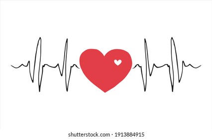  Biorhythm of the heart of a person in love in the form of a cardiogram 