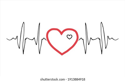  Biorhythm Of The Heart Of A Person In Love In The Form Of A Cardiogram 