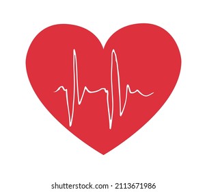 Biorhythm of the heart of a person in love in the form of a cardiogram. Vector illustration