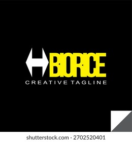 VECTOR de texto BIORICE y forma de flecha blanca fresca, diseño de logotipo de producto agrícola.