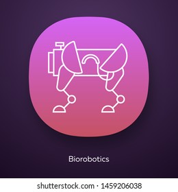 Biorobotics app icon. Dog-like robot. Robotic innovation technology. Copying body movements. Bioengineering. UI/UX user interface. Web or mobile application. Vector isolated illustration