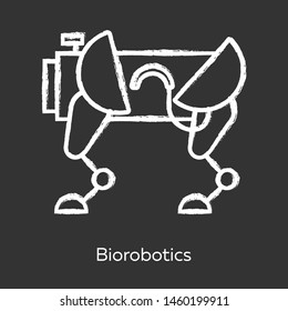 Biorobotics chalk icon. Dog-like robot. Creating robots imitating living organisms. Robotic innovation technology. Copying body movements. Bioengineering. Isolated vector chalkboard illustration