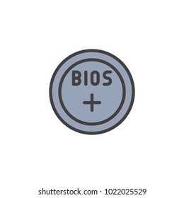 Bios battery filled outline icon, line vector sign, linear colorful pictogram isolated on white. Symbol, logo illustration. Pixel perfect vector graphics