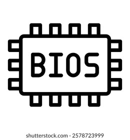 BIOS Chip Vector Line Icon Design