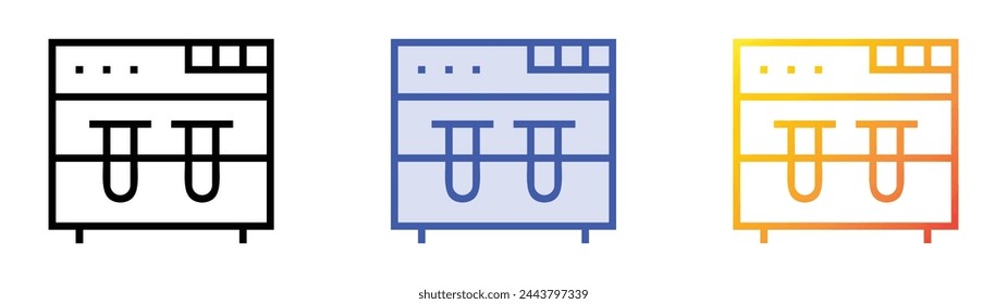 Symbol für Biosicherheitsschrank. Lineares, blaues Füllungs- und Verlaufsstil-Design auf weißem Hintergrund