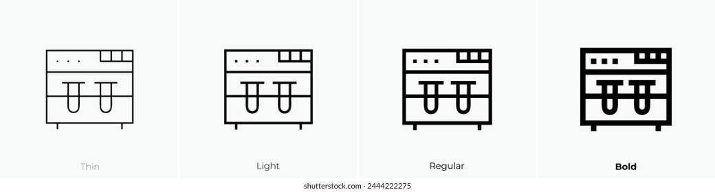 icono de gabinete de bioseguridad. Diseño de estilo fino, ligero, regular y audaz aislado sobre fondo blanco