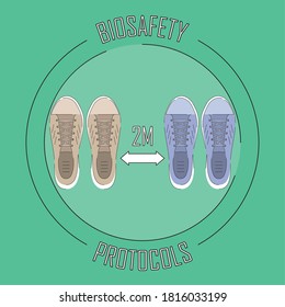 Biosafety protocols poster. Maintain social distancing - Vector