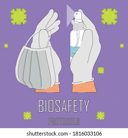 Biosafety protocols poster. Make use of alcohol - Vector