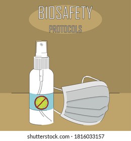 Biosafety protocols poster. Make use of alcohol - Vector