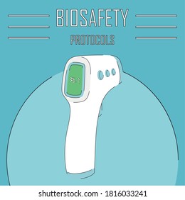 Biosafety protocols poster. Take corporal temperature - Vector
