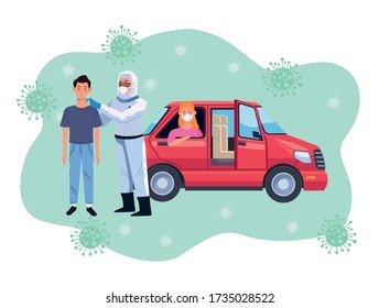 biosafety worker testing person for covid19 vector illustration design