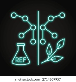 Bioähnliches Neonsymbol. Biologische Kopie eines medizinischen Produkts. Vektorgrafik