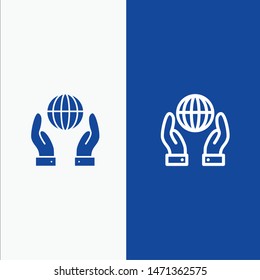 Biosphere, Conservation, Energy, Power Line and Glyph Solid icon Blue banner Line and Glyph Solid icon Blue banner. Vector Icon Template background