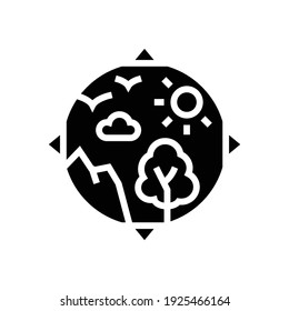 Biosphäre-Ökosystem-Glyphe-Symbol-Vektorgrafik. Biosphäre-Ökosystem-Zeichen. isoliertes Kontursymbol