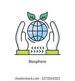 Biosphere Vector hat ein Outline Icon Design Illustration. Umweltsymbol auf weißem Hintergrund EPS10-Datei