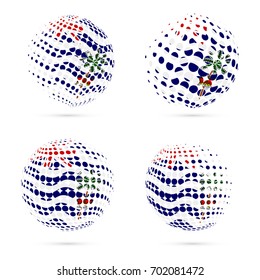 BIOT halftone flag set patriotic vector design. 3D halftone sphere in national flag colors isolated on white background.