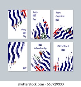 BIOT Patriotic Cards for National Day. Expressive Brush Stroke in Flag Colors on white card background. Vector Greeting Card.