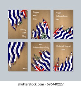 BIOT Patriotic Cards for National Day. Expressive Brush Stroke in Flag Colors on kraft paper background. Vector Greeting Card.