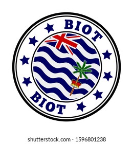 BIOT sign. Round country logo with the flag of the British Indian Ocean Territory. Vector illustration.