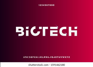 Biotech, Abstract technology science alphabet font. digital space typography vector illustration design