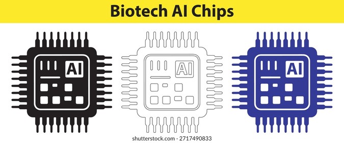 Biotech AI Chips Conjunto de ilustración de Tecnología
