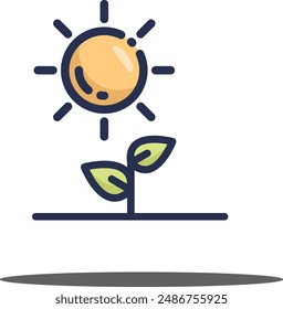 Biotech or ecological sun icon under leafs in it. EPS fully editable file