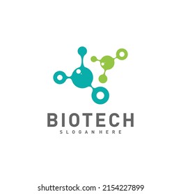 Vector de diseño de logotipos biotecnológicos, moléculas, ADN, átomos, médicos o científicos