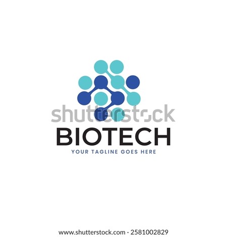 Biotech, Molecule, DNA, Atom, Medical or Science Logo Design Vector. bio tech logo designs for lab and research genetics and education. Science molecule logo design for technology with leaf and shape