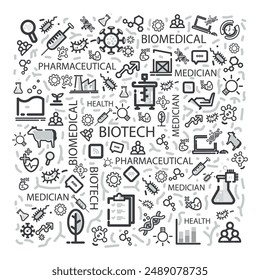 Biotech Outline Pattern Design Illustration