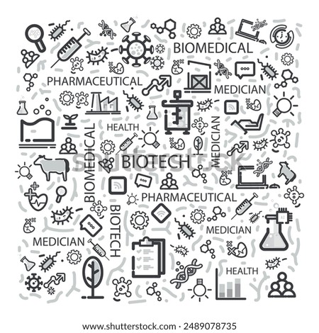 Biotech Outline Pattern Design Illustration