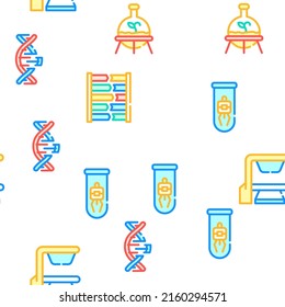 Biotech Technology Collection Vector Seamless Pattern Color Line Illustration
