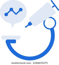 Biotech Technologie Symbol Sammlung mit blauem Umriss Stil. Konzept, digital, Daten, abstrakt, Netzwerk, Internet, Technik. Vektorgrafik