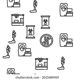 Biotech Technology Vector Seamless Pattern Thin Line Illustration