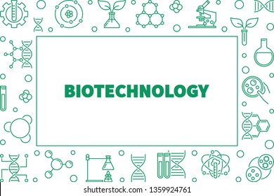 Biotechnolgy concept vector horizontal frame or illustration in thin line style